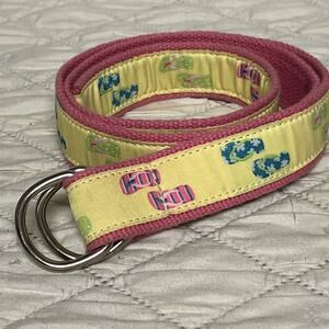 Douglas Paquette Women's Medium Yellow And Pink Flip-flop Fabric Belt 2003